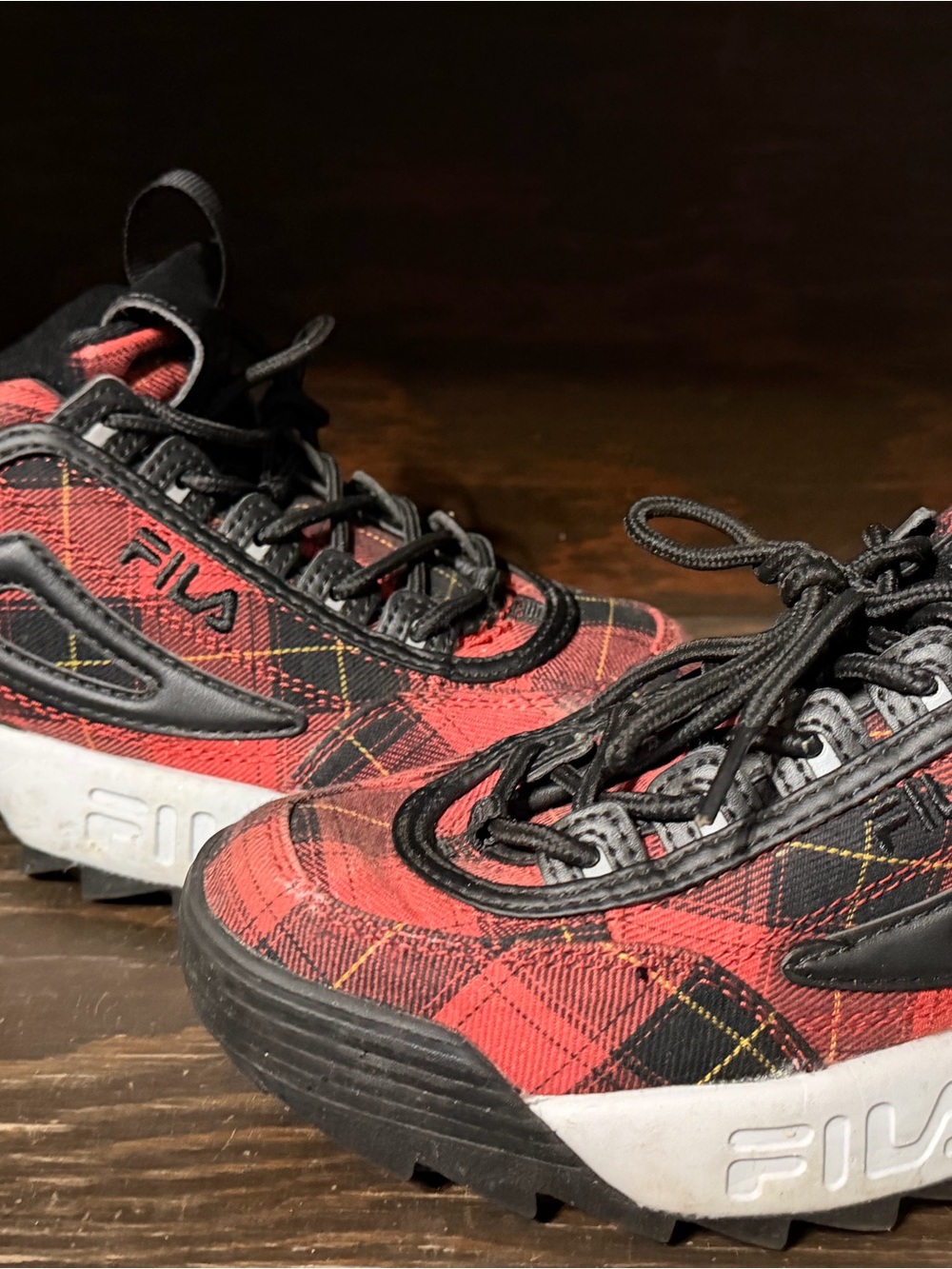 FILA Red and Black Plaid Women's Sneakers